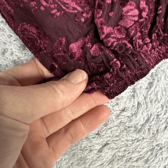 Easel Women's Witchy Romantic Velvet Burnout Empire Dress S Maroon Dark - Picture 10 of 16